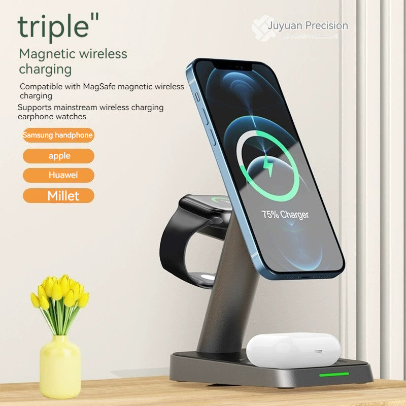 Three-in-One Vertical Wireless Charger for Phone and Watch