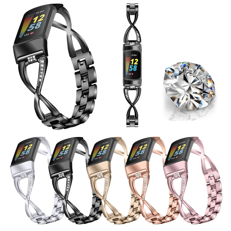 Metallic Diamond-Studded Smartwatch Band