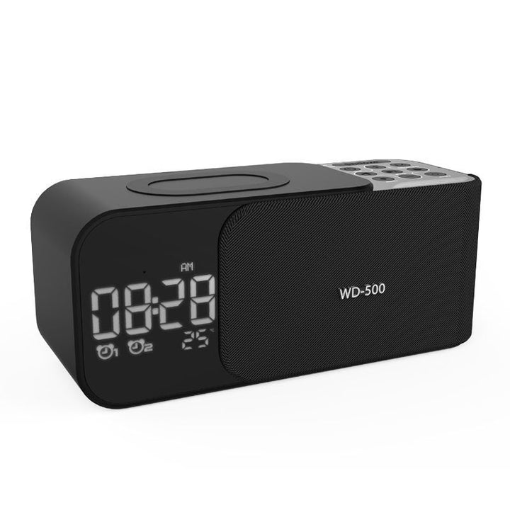 LED Wireless Charging Alarm Clock with FM Radio Bluetooth Speaker