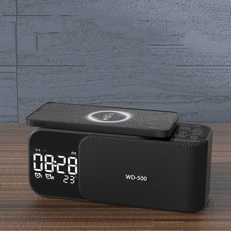 LED Wireless Charging Alarm Clock with FM Radio Bluetooth Speaker