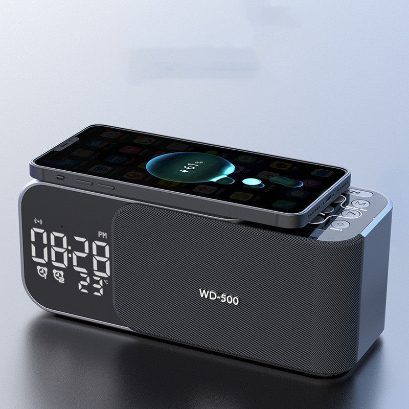 LED Wireless Charging Alarm Clock with FM Radio Bluetooth Speaker